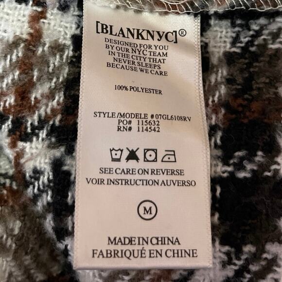 BlankNYC Brown Faux Fur Plaid Checkered Long Sleeve Button Coat Sweater Jacket M - Picture 5 of 5